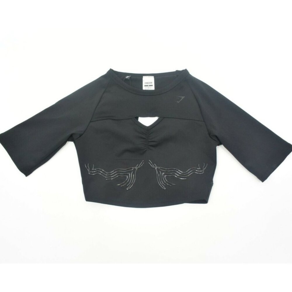 GYMSHARK womens black EXO ultra short sleeve crop top Size Small